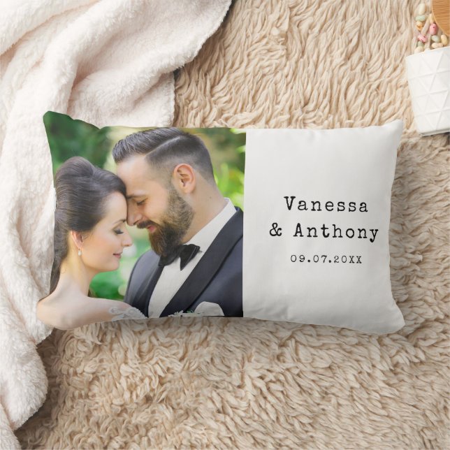 Personalised Photo Wedding Anniversary Lumbar Cushion (Blanket)