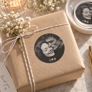 Personalised Photo Wedding Custom Initials Treat Classic Round Sticker
