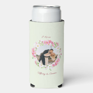 Personalised Photo Wedding Date Bride Groom Custom Seltzer Can Cooler