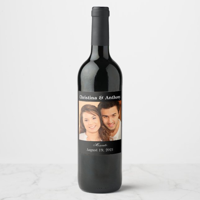 Personalised Photo Wedding Wine Favour Label (Front)