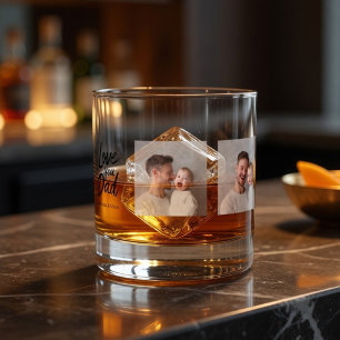 Personalised Photo Whiskey Glass for Dad Custom