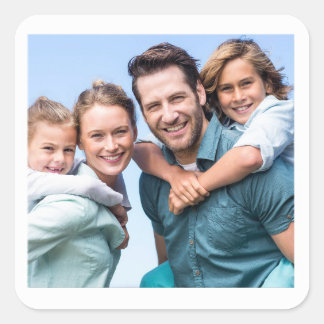 Personalised Photo White Frame Square Stickers 