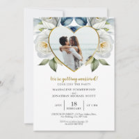 Personalised Photo White Roses & Heart Frame
