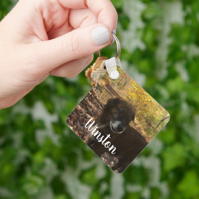Personalised Photo White Script Key Ring (Hand)