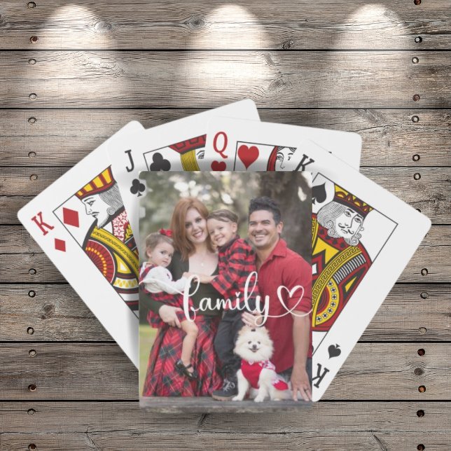 Personalised Photo with Family Script Overlay Playing Cards (Creator Uploaded)