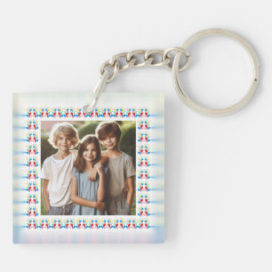 Personalised Photo with Fun Colourful Joyful Frame Key Ring