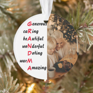 Personalised Photo with Grandma Quote Ornament