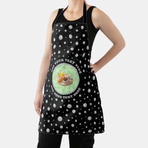 Personalised Photo with Pearls Circle on Black Apron