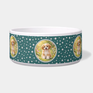 Personalised Photo with Pearls Circle on Teal