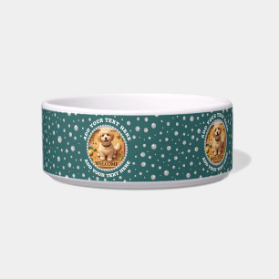 Personalised Photo with Pearls Circle on Teal Bowl
