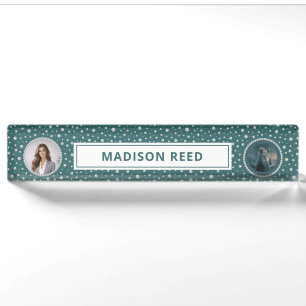 Personalised Photo with Pearls Circle on Teal Nameplate