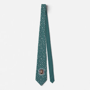 Personalised Photo with Pearls Circle on Teal Tie