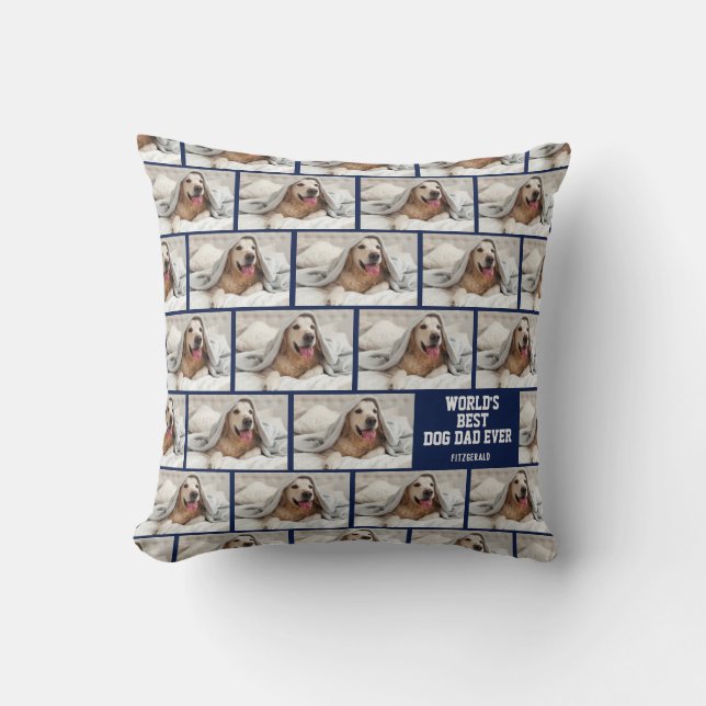 Personalised Photo Worlds Best Dog Dad  Cushion (Front)