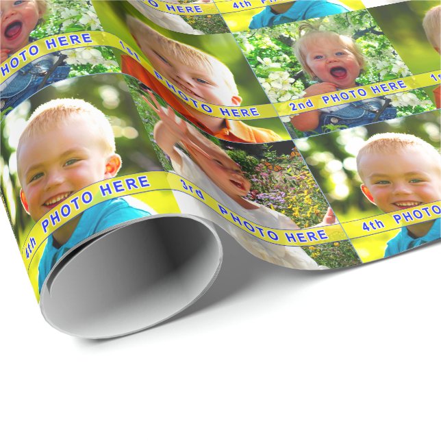 Personalised Photo Wrapping Paper YOUR 4 Pictures (Roll Corner)