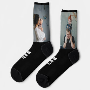 Personalised photo x2 and custom text socks