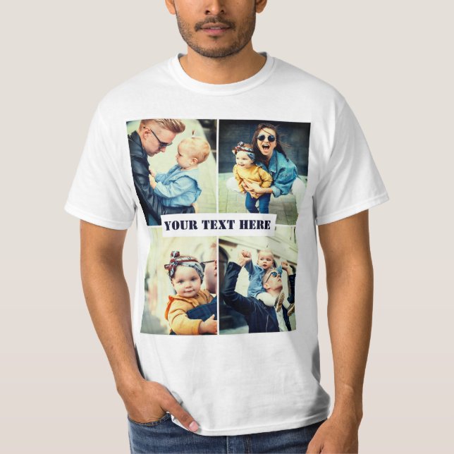 Personalised photo x4 and text T-Shirt (Front)