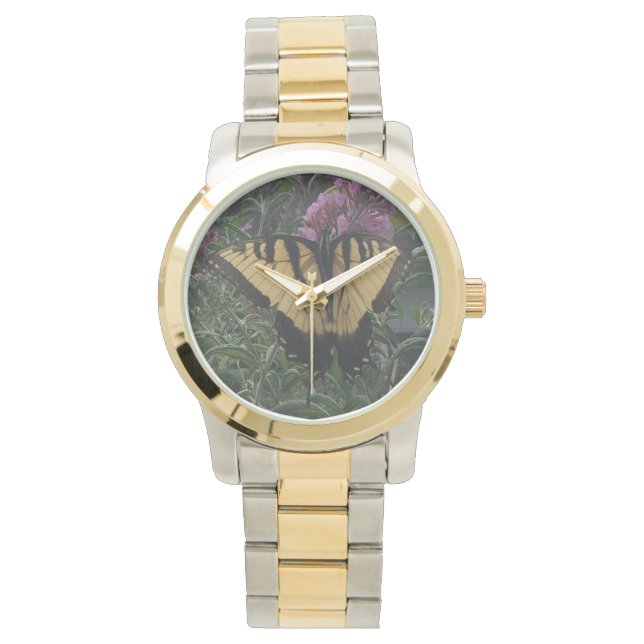 Personalised Photo Yellow and Black Butterfly  Watch (Front)
