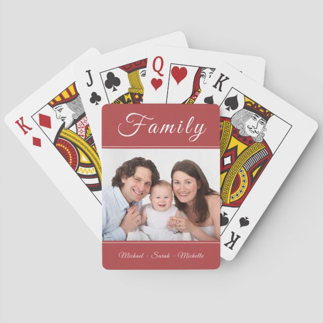 Personalised Photo Your Name Red Playing Cards (Back)