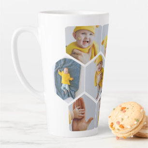Personalised Photograph 10 Hexagonal Template Latte Mug