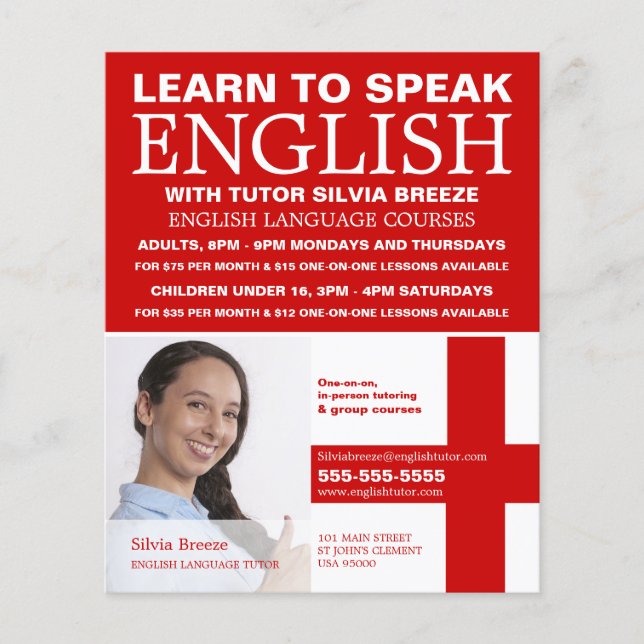 Personalised Photograph, English Language Course Flyer (Front)