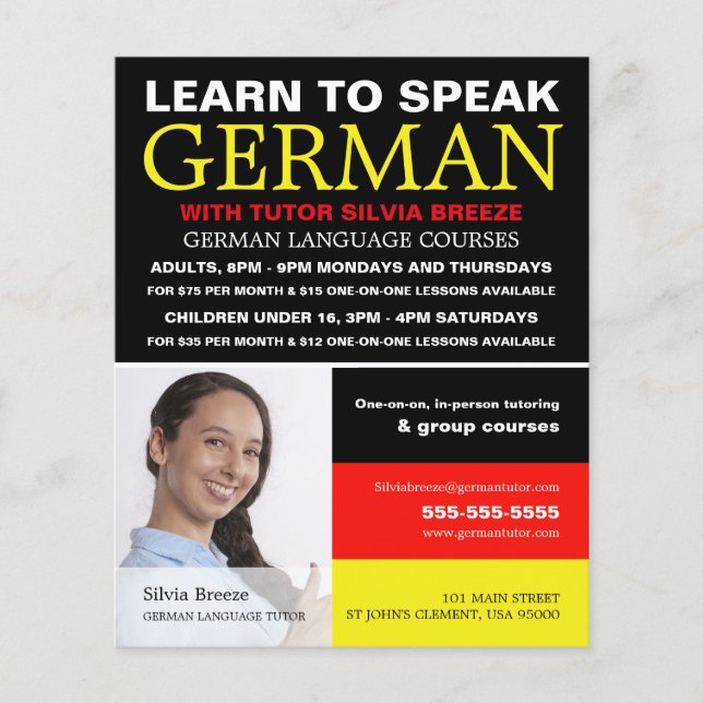 Personalised Photograph, German Language Course Flyer (Front)