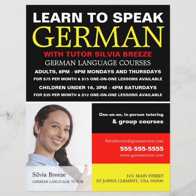 Personalised Photograph, German Language Course Flyer (Front)