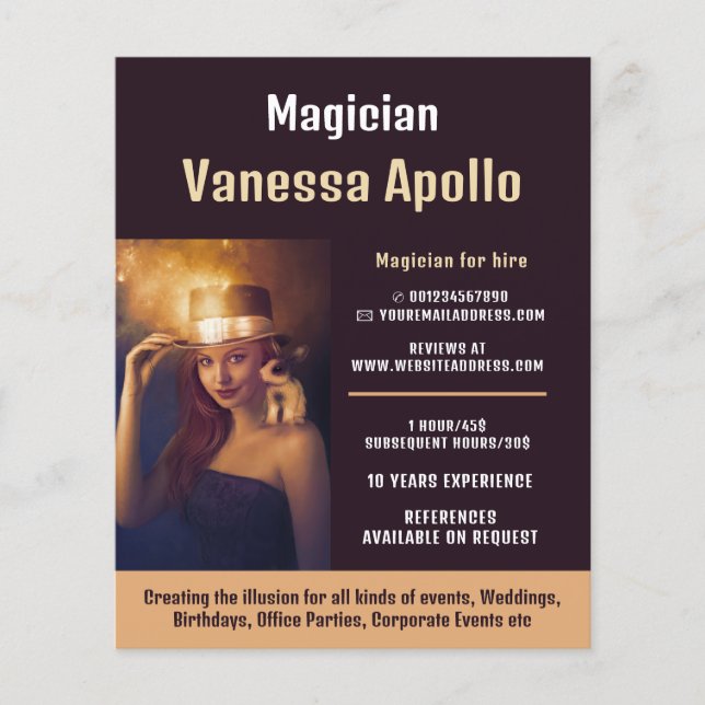 Personalised Photograph, Magician Advertising Flyer (Front)
