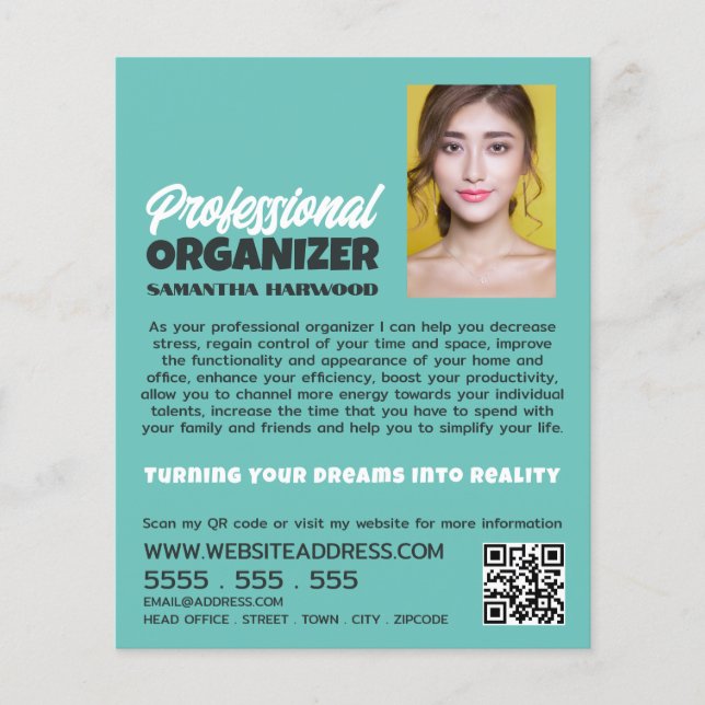 Personalised Photograph, Professional Organizer Flyer (Front)