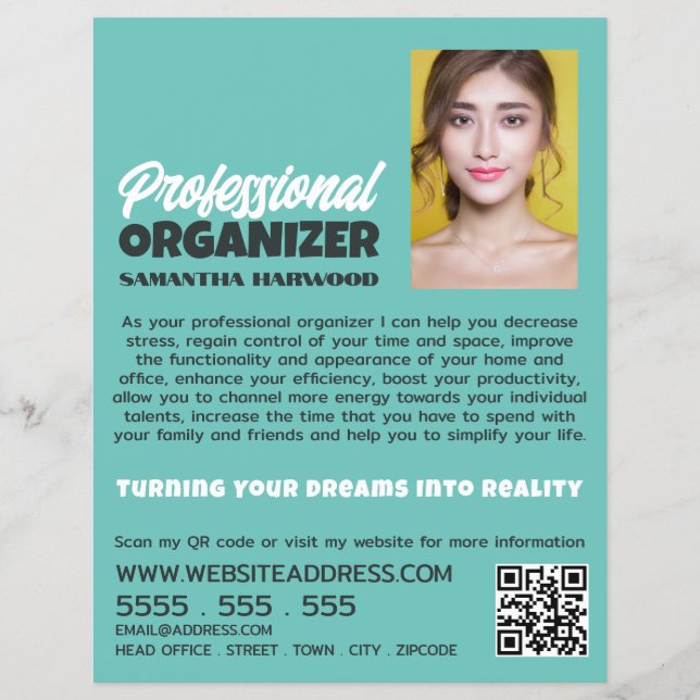 Personalised Photograph, Professional Organizer Flyer (Front)