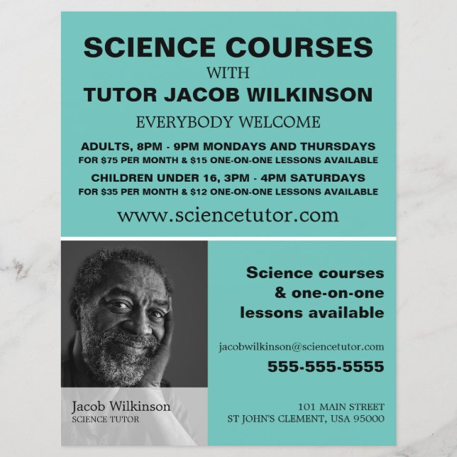 Personalised Photograph, Science Course Advert Flyer (Front)