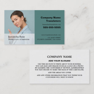 Personalised Photograph, Translator & Interpreter Business Card