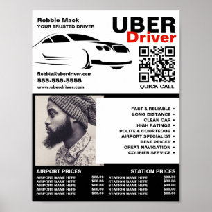 Personalised Photograph, Uber Driver - Price List Poster