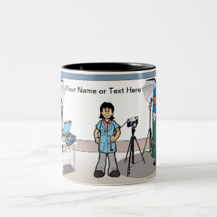 Personalised Photographer - Female Cartoon Two-Tone Coffee Mug