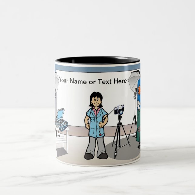  Personalised Photographer - Female Cartoon Two-Tone Coffee Mug (Center)