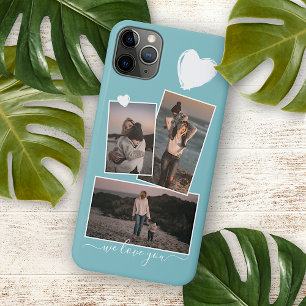 Personalised Photos And Heart Turquoise Teal Blue iPhone 11 Pro Max Case