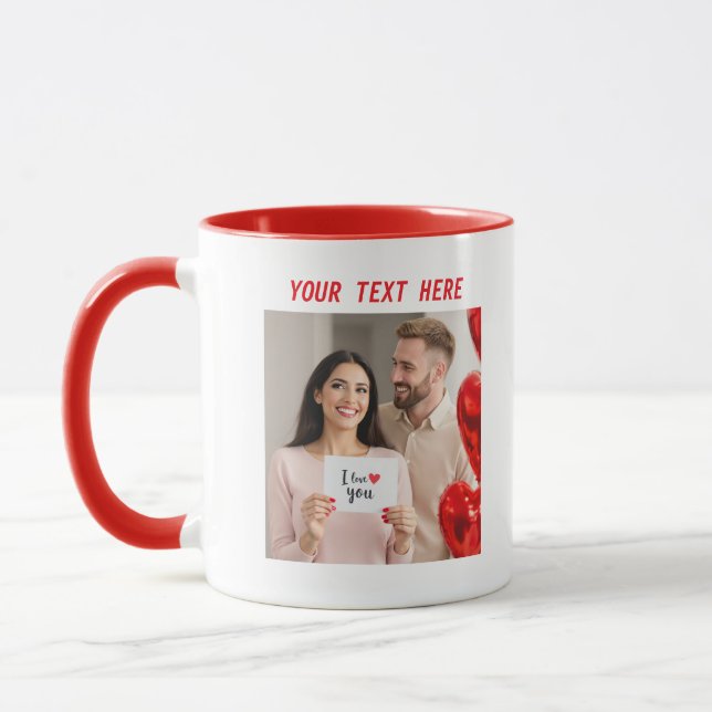 Personalised Photos and Text Happy Valentine's Day Mug (Left)