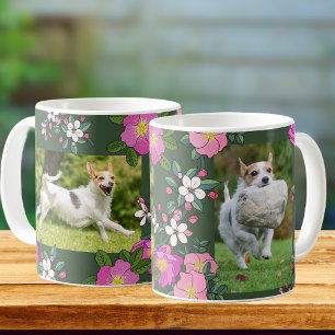 Personalised photos in wildflowers garden Pet dog Coffee Mug