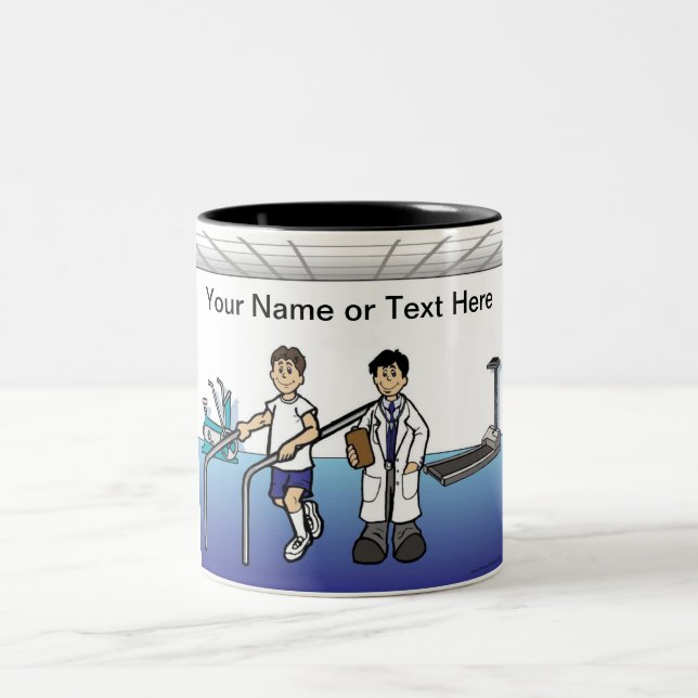 Personalised Physical Therapist Cartoon Two-Tone Coffee Mug (Center)
