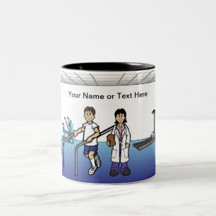 Personalised Physical Therapist - Female Cartoon   Two-Tone Coffee Mug