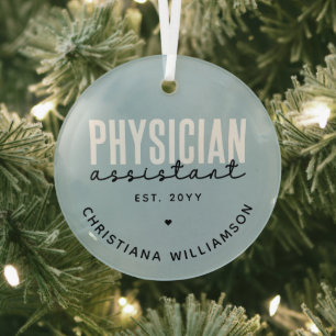 Personalised Physician Assistant PA Graduation Glass Tree Decoration