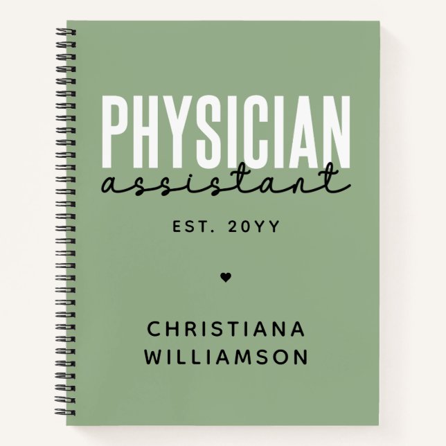 Personalised Physician Assistant PA Graduation Notebook (Front)