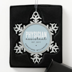 Personalised Physician Assistant PA Graduation Snowflake Pewter Christmas Ornament