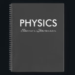 Personalised Physics Graph Paper Black and White Notebook<br><div class="desc">A cute,  trendy notebook to take to physics class or for homework with a simple,  minimalist cover in black and white and space for the school subject and your name to be personalised.</div>