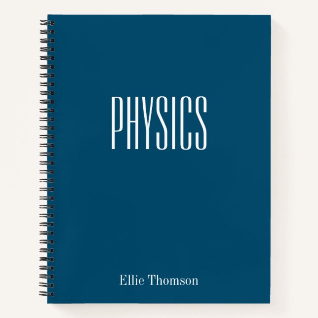 Personalised Physics Graph Paper Simple Blue Notebook (Front)