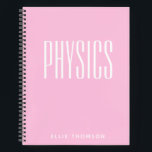 Personalised Physics Graph Paper Simple Pink Notebook<br><div class="desc">A cute,  trendy notebook to take to physics class or for homework with a simple,  minimalist cover in pastel pink and space for the school subject and your name to be personalised.

*Updated version with more room for your name.</div>