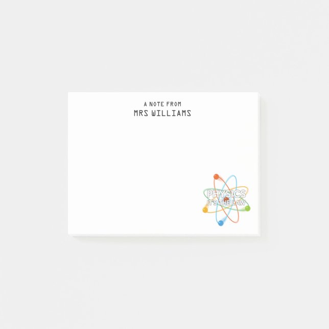 Personalised PHYSICS IT'S THE LAW Fun Science Post-it Notes (Front)