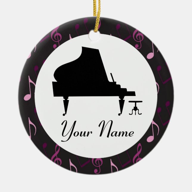 Personalised Piano Gift Music Ornament (Front)