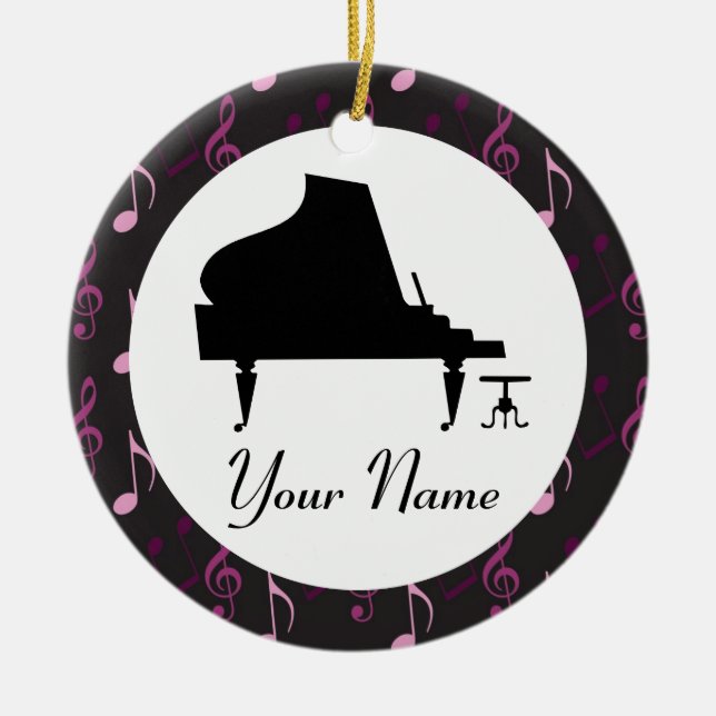 Personalised Piano Gift Music Ornament (Front)