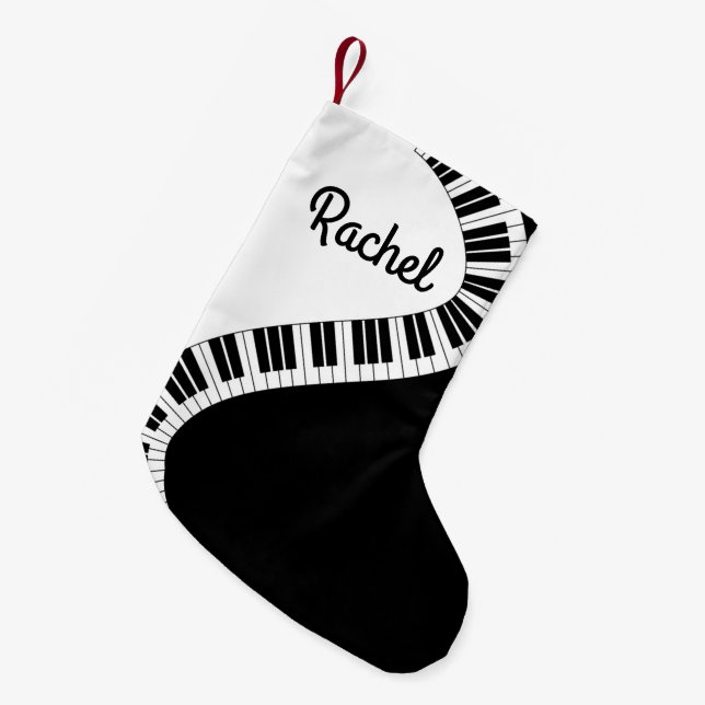 Personalised Piano Keyboard Musical Christmas Stoc Small Christmas Stocking (Front (Hanging))