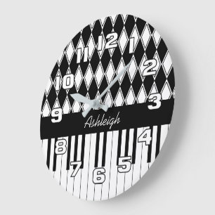 Personalised Piano Keys and Diamonds Large Clock